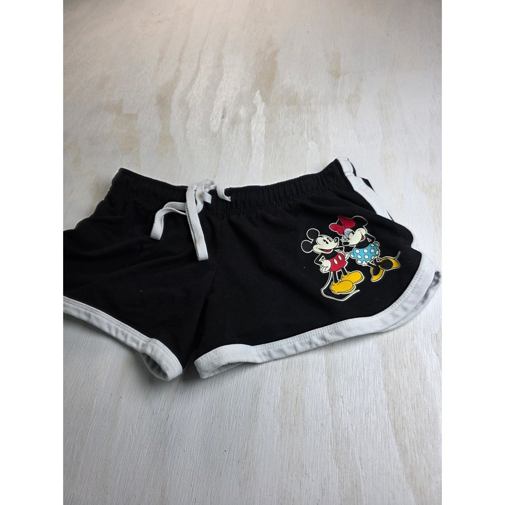 Disney Mickey Minnie Mouse Dolphin Shorts Black White Kids Y2K Classic Athletic - Picture 1 of 5